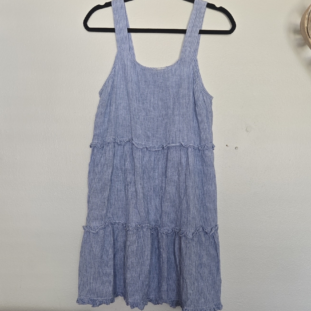 Beachlunchlounge Blue and White Cotton/Linen Dress Sz M